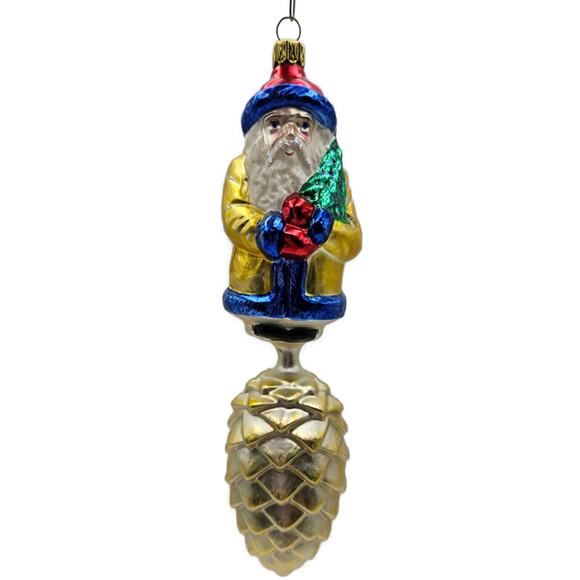 Christopher Radko Pine Cone Santa Bavarian Drop Christmas Tree Ornament 93-142-0 - Picture 1 of 11